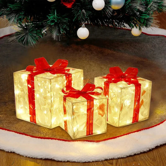 Light-Up Christmas Gift Box Decoration with Bow – Glowing LED Ornament for Home, Yard & Holiday Display