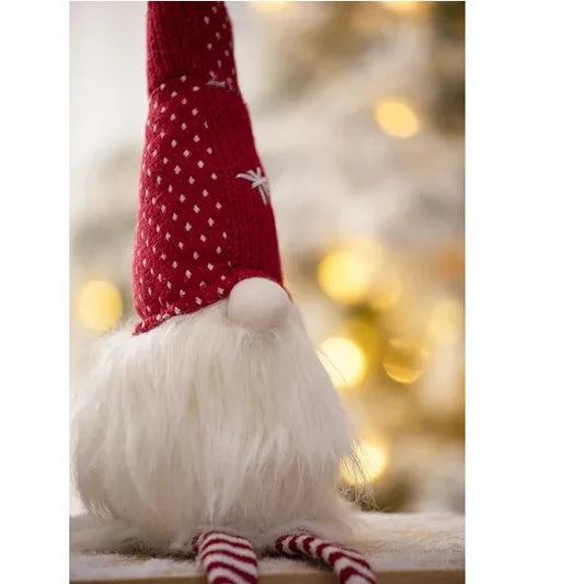 Set of 2 Christmas Gnome Decorations – 20" Red & White Holiday Figurines