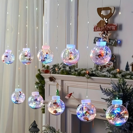 USB Christmas LED String Lights – 8 Modes Festive Santa & Snowman Decor