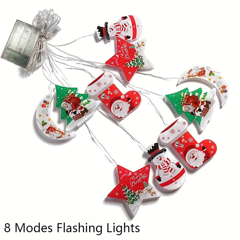 10pcs Christmas Hanging LED Ornament String Lights – 8 Modes