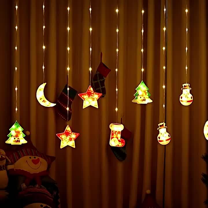 10pcs Christmas Hanging LED Ornament String Lights – 8 Modes