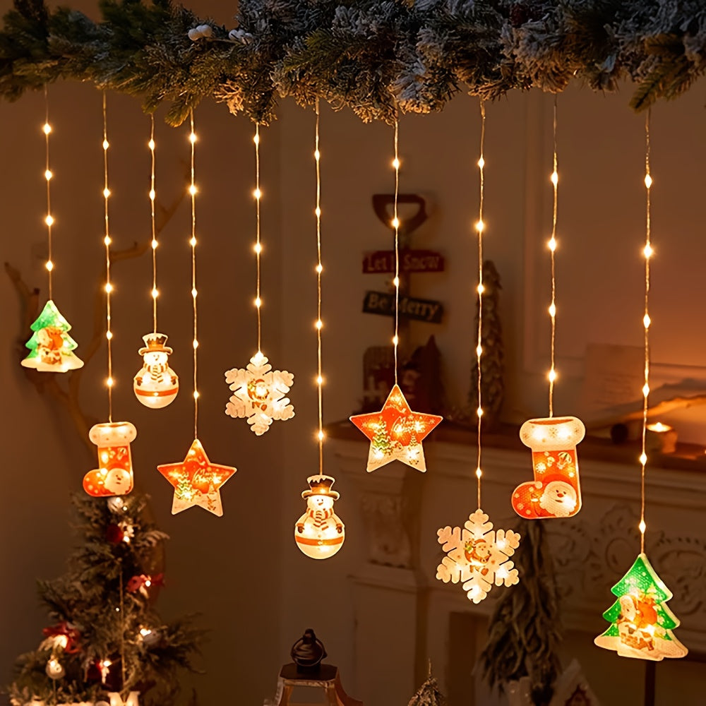 10pcs Christmas Hanging LED Ornament String Lights – 8 Modes