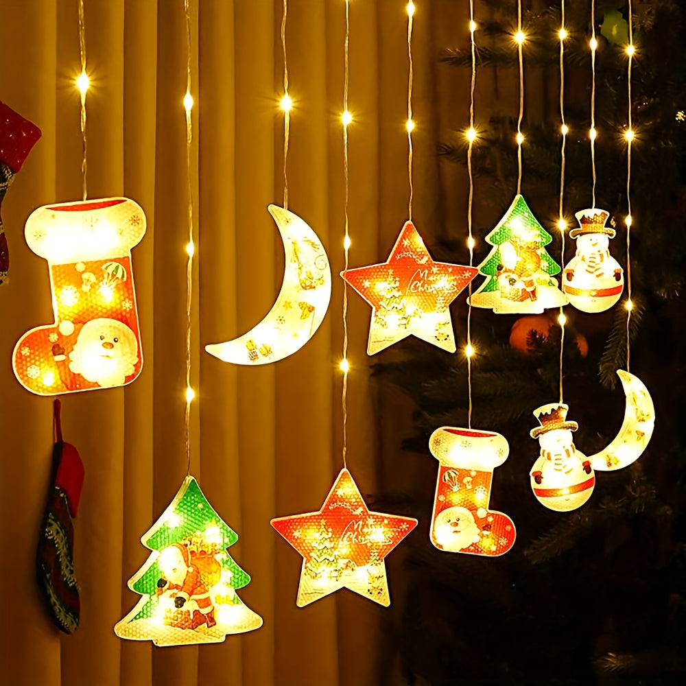 10pcs Christmas Hanging LED Ornament String Lights – 8 Modes