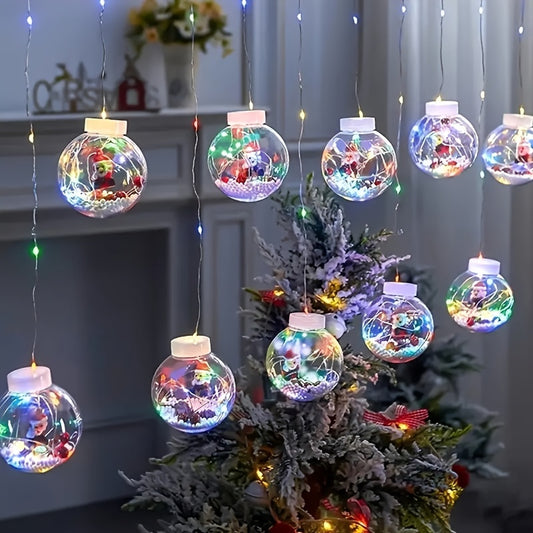 USB Christmas LED String Lights – 8 Modes Festive Santa & Snowman Decor